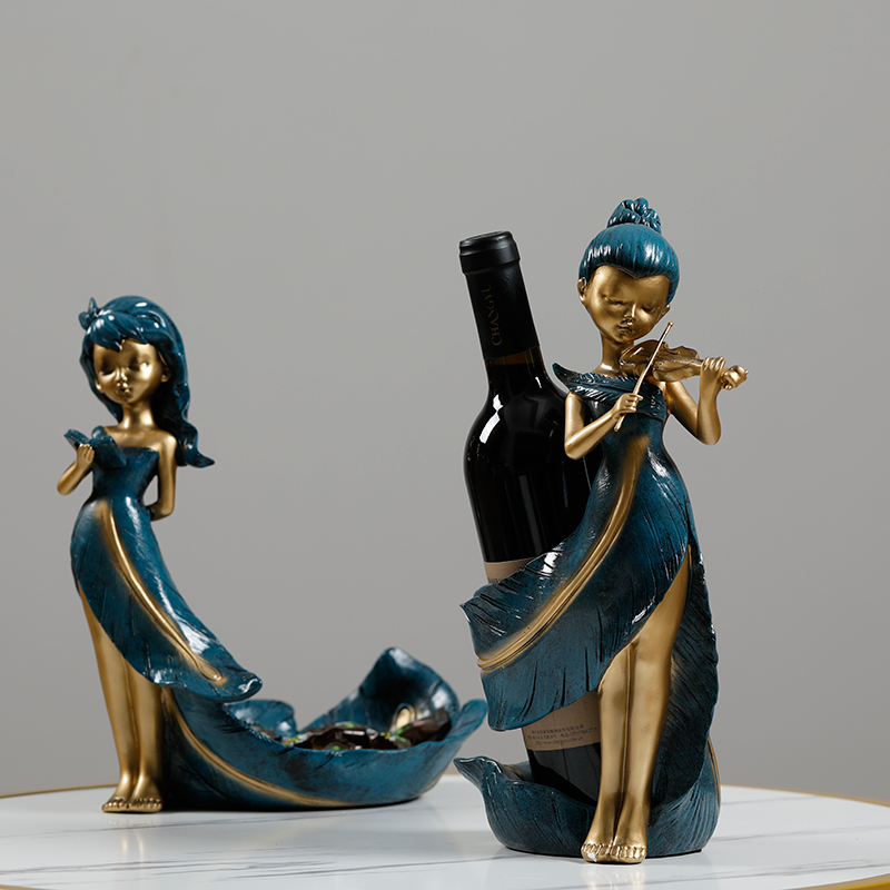 葡萄酒架红酒架酒托创意摆件小提琴少女软装饰品酒柜客厅摆设礼物