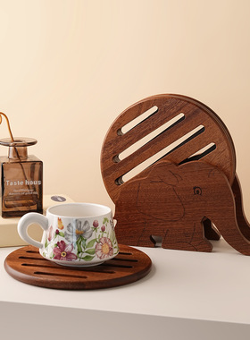 SHPIN BHM镂空木质防烫隔热垫餐厅厨房餐桌防滑碗碟杯垫装饰品