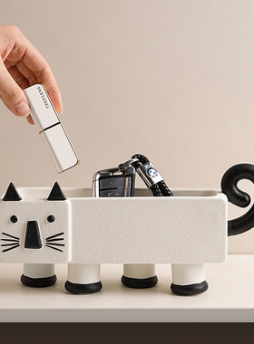 SHPIN BHM创意小众卡通高级感侘寂猫收纳摆件家居玄关客厅卧室