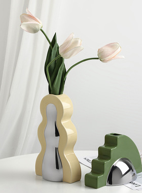 SHPIN BHM创意中古孟菲斯花瓶摆件客厅插花玄关艺术家居软装饰品