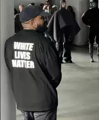 Kanye's Same Style White Lives Matter Black Long-Sleeve Paris Fashion Week Style