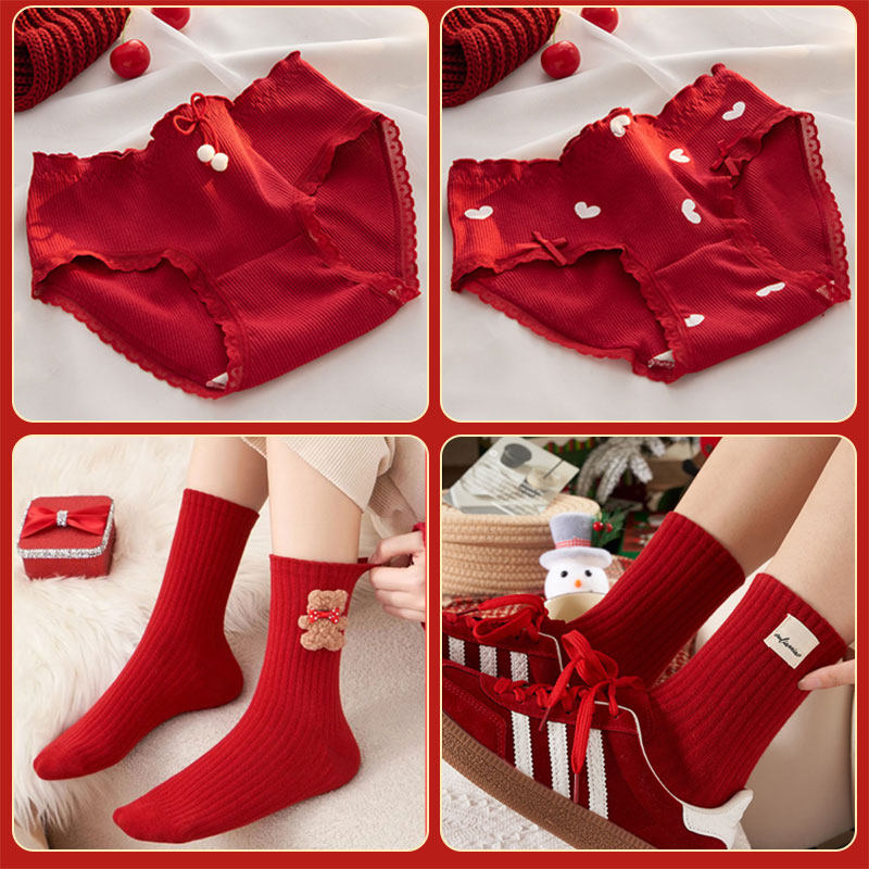 蛇年本命新年礼物红内裤袜子礼盒女孩大童12周岁以上纯棉短裤女士,女士内衣/男士内衣/家居服,女三角裤,淘宝优惠券,粉丝福利购,淘宝优惠卷