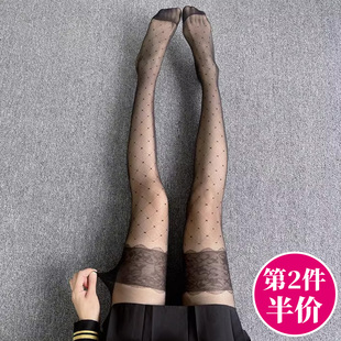 拼接连裤丝袜女春秋夏季薄款假高筒过膝半截大腿性感长筒黑色奶白