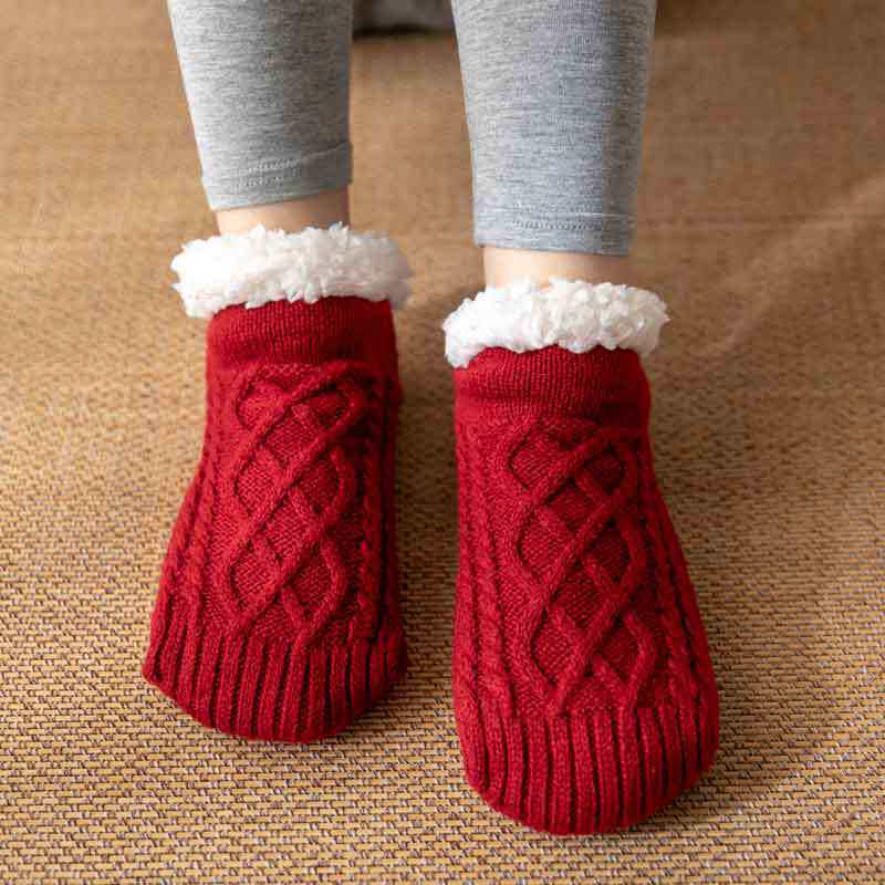 Super thick fleece warm floor socks for women, warm foot socks for sleeping in autumn and winter, anti-slip fleece foot guards for winter home thumbnail 7