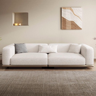 极简小户型直排棉麻沙发奶油风高级布沙发 地平线布艺沙发客厅意式