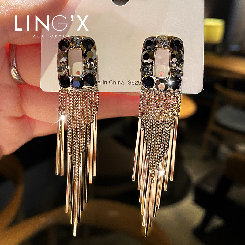 纯银夏季流苏高级大气新款潮耳钉