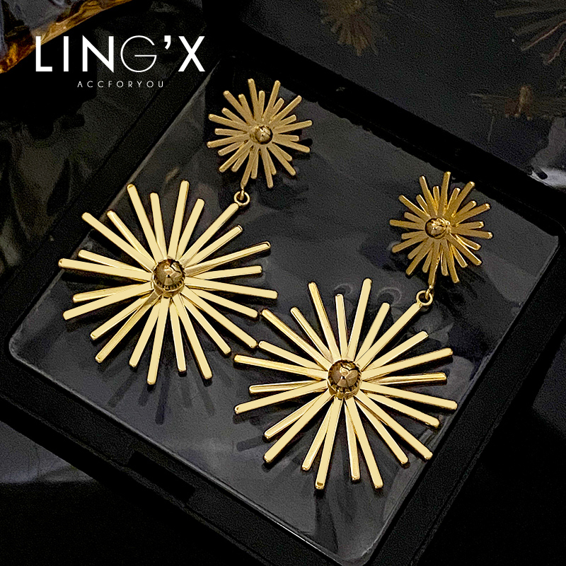 玲秀欧美夸张设计感烟花耳环