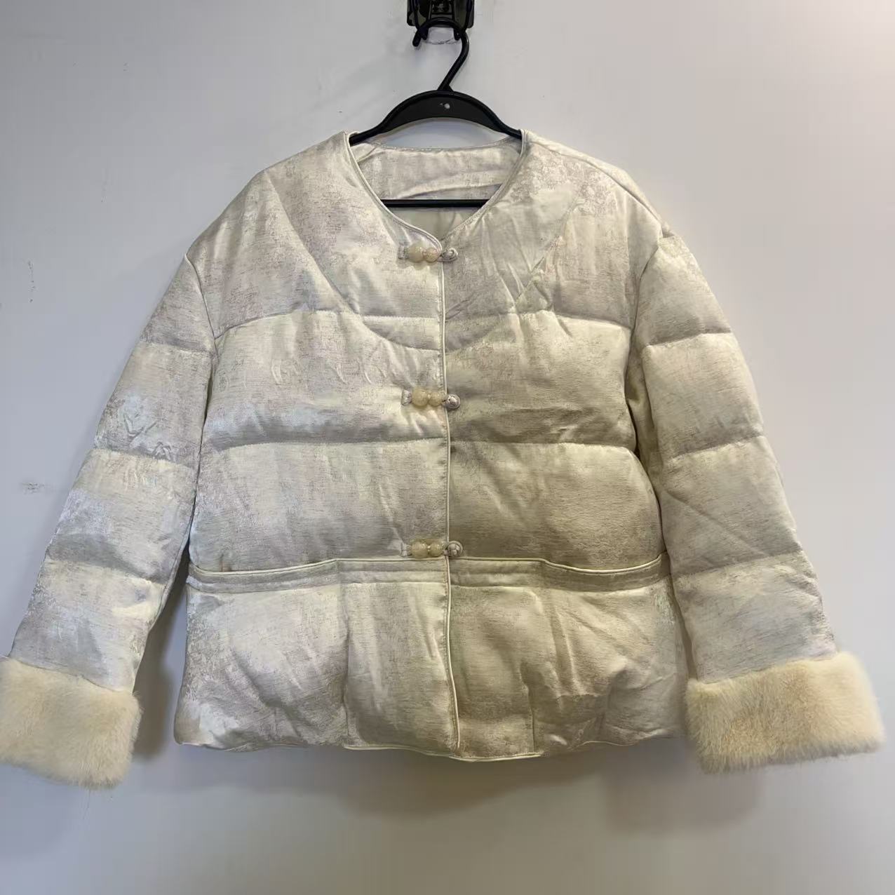 棉服女短款毛绒拼接宽松百搭外套