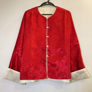 2026春季新款新中式风红色宋锦提花外套女盘扣立领国风高级感上衣