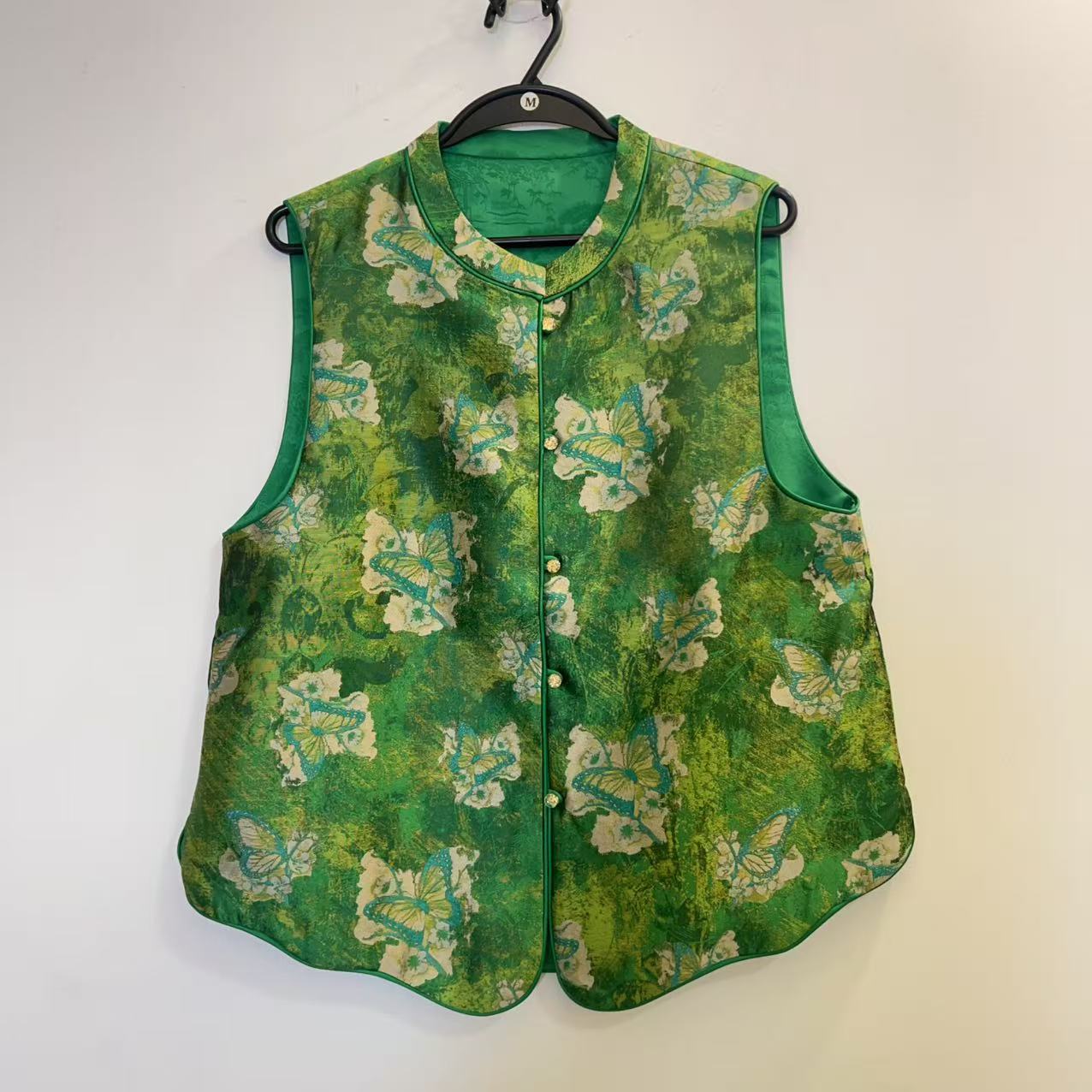 重工绿色提花时尚百搭高级感马甲