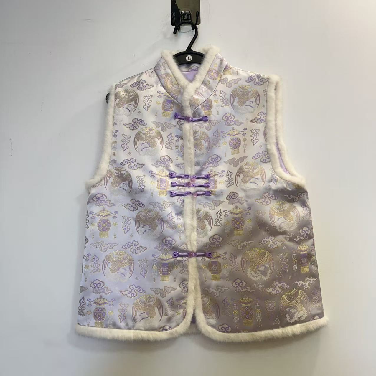 显瘦显白高级夹棉浅紫色马甲上衣