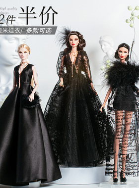 第二件五折新品黑色优雅装超模小布等类似体型娃可穿女孩玩具