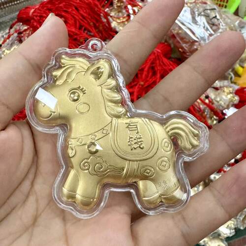 新款2026马年马上有钱手机挂饰包包链挂件卡通金店同款透明外壳