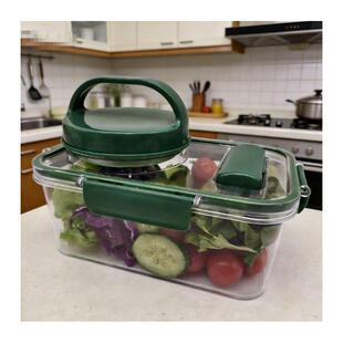 跨境Salad Pod可携式沙拉碗盒带4味调味盒长方形沙拉保鲜盒便当盒