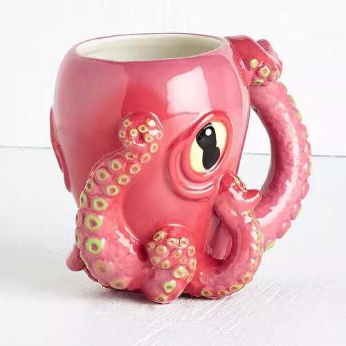跨境陶瓷3D立体章鱼杯动