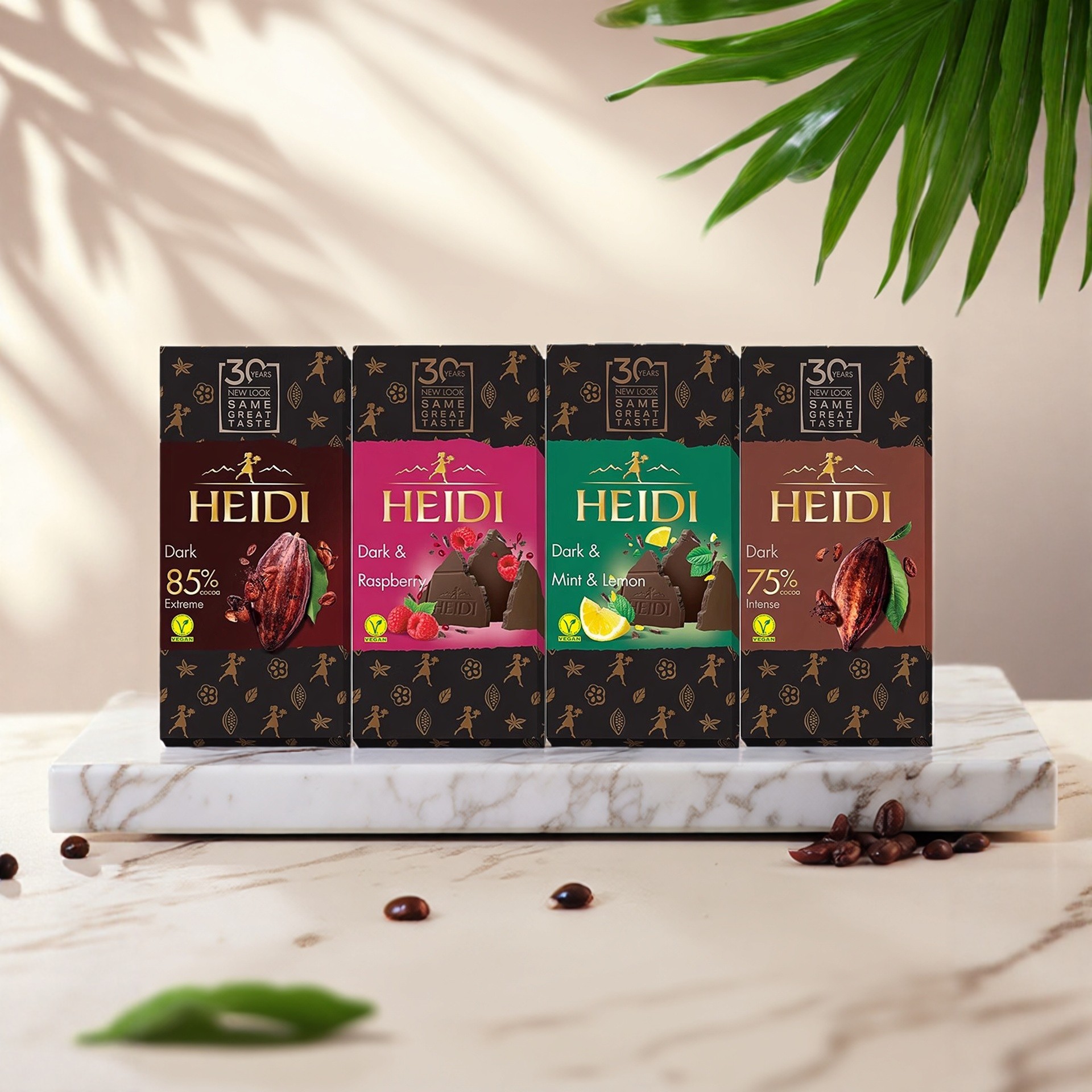 罗马尼亚进口HEIDI赫蒂纯可可脂75%85%树莓柠檬薄荷黑巧克力排块