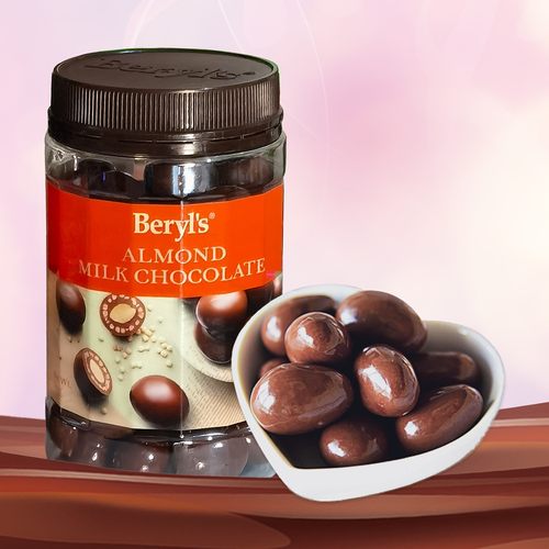 马来西亚原装进口零食倍乐思beryls扁桃仁夹心牛奶巧克力豆球罐装 - 封面