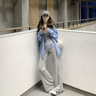 遮肉开衫 韩系氛围感套装 背心胖MM大码 女装 2026春季 条纹休闲裤 新款