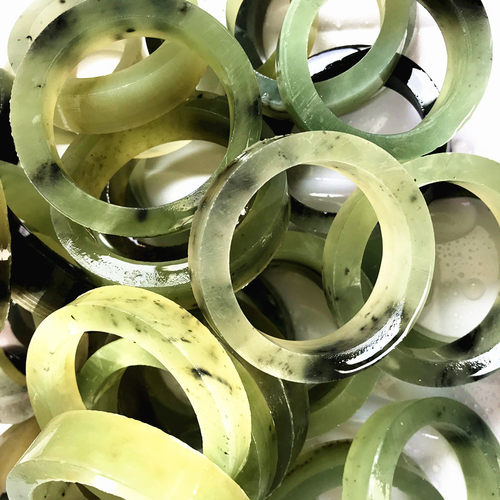 岫玉水墨手镯半成品 冰种丹青手镯毛坯 原石毛料手镯片冰透手镯板