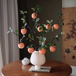 苹果枝仿真花假花摆件花束水果客厅餐桌假花果实摆件树枝摆设插花