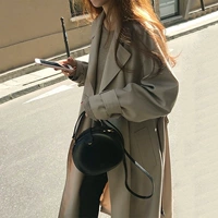 Плащ, длинная куртка, большой размер, осенний, в британском стиле, в корейском стиле, средней длины, городской стиль