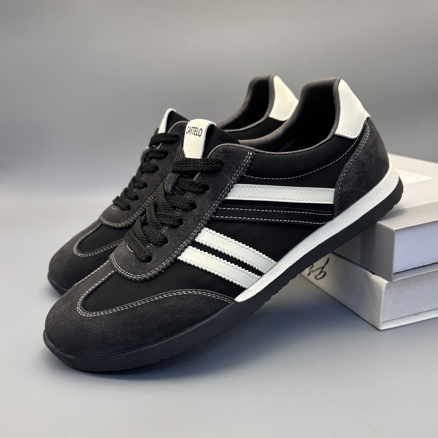 外贸潮牌男鞋拼色德训鞋男透气复古休闲运动鞋青年百搭舒适板鞋男,流行男鞋,德训鞋,淘宝优惠券,粉丝福利购,淘宝优惠卷