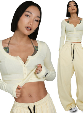 王润SOHANA2023秋季裸感螺纹长袖显瘦弹力长袖上衣