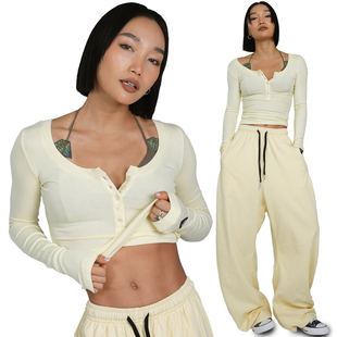 王润SOHANA2023秋季裸感螺纹长袖显瘦弹力长袖上衣