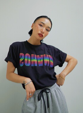 王润原创SOHANA设计2022春夏新款3M反光炫彩印胶弹力男女短袖T恤