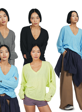 王润SOHANA2025秋新款2.0V领蝙蝠袖云朵感纸片人宽松显瘦长袖上衣