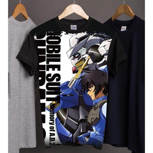 2024龙年机动战士 高达巴巴托斯奥加斯动漫周边 漫画风格T恤 黑色