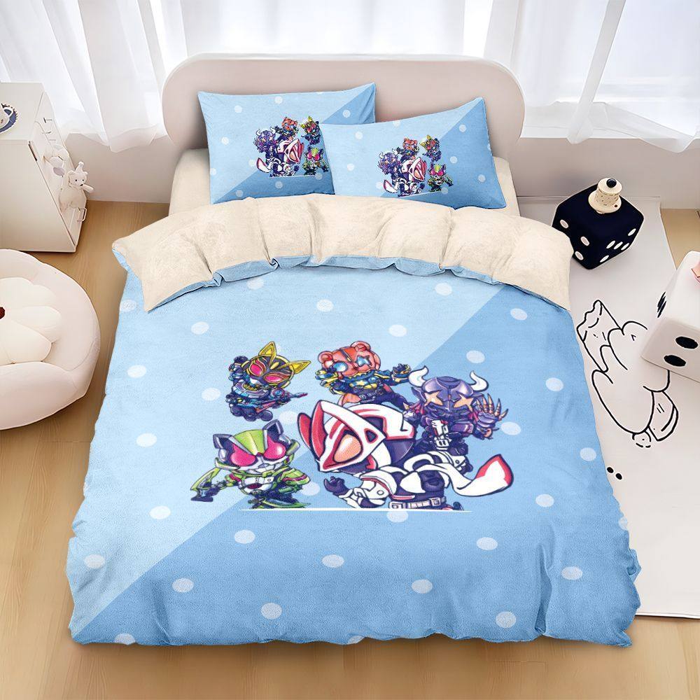 2025假面骑士牛奶绒秋冬款被套防静电四件套加厚保暖儿童床单床笠