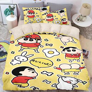 2025卡通牛奶绒四件套蜡笔小新秋冬加厚保暖被套床单儿童房被单防