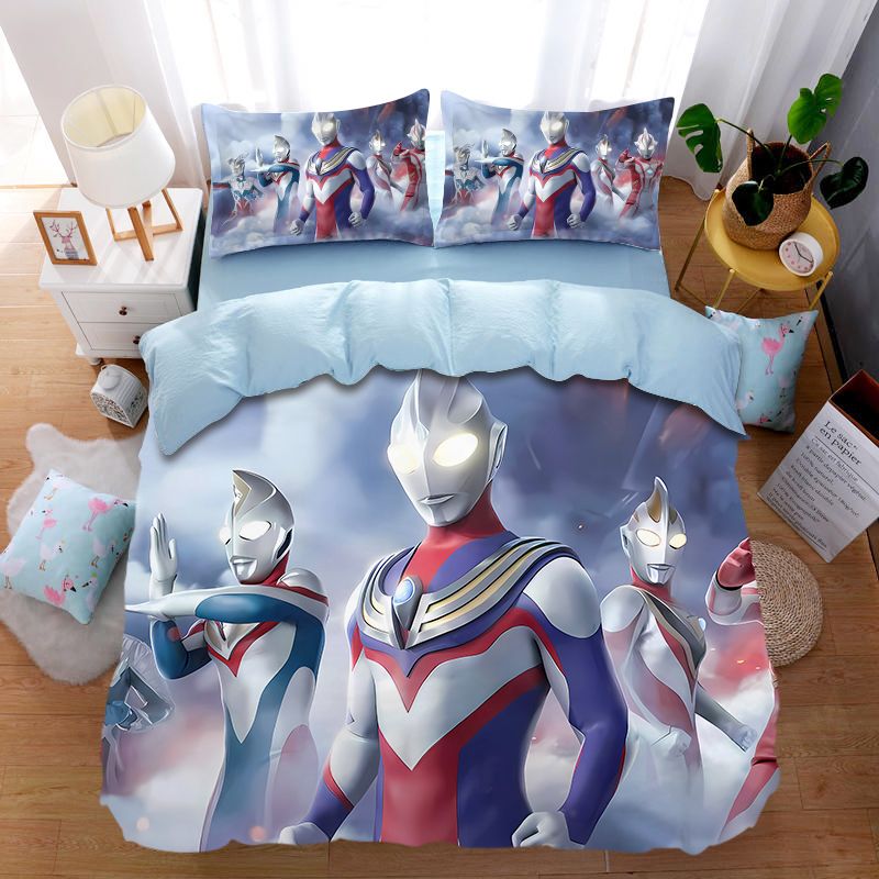 儿童卡通全棉四件套赛罗奥特曼纯棉被套被单男孩卧室迪迦三件套