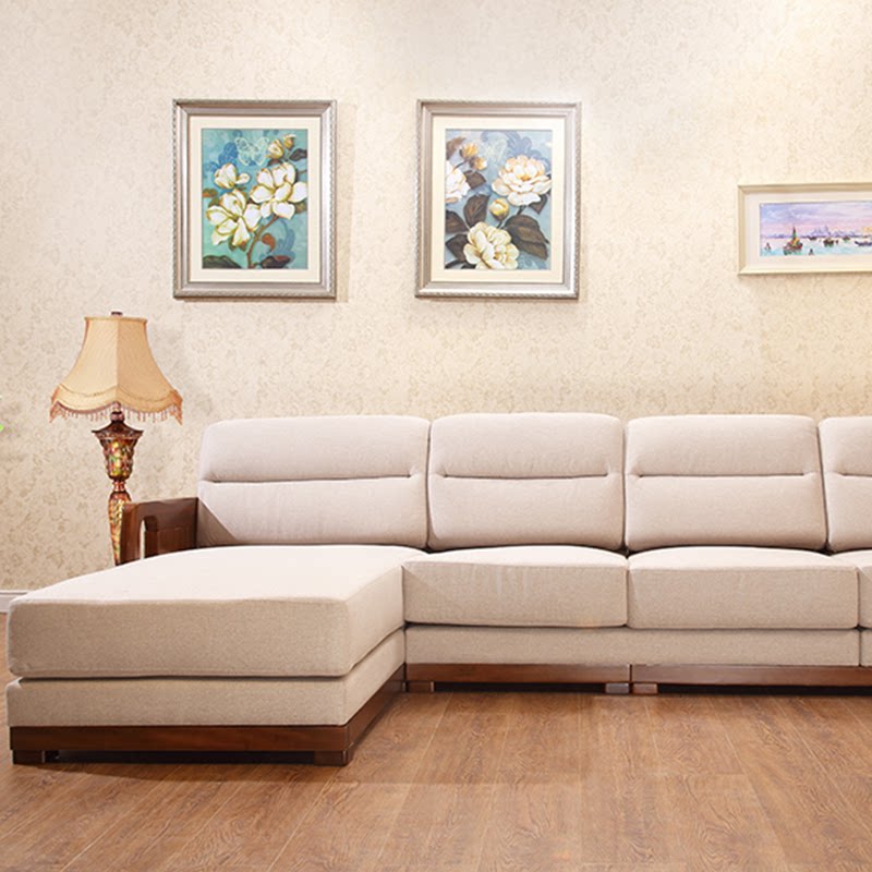 华鹤家具现代中式简约风格客厅实木沙发组合ht82d单人三人沙发