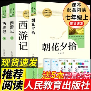 社招花夕拾书人教版 名著书人民文学教育出版 初一上册必读正版 全套2册 书目推荐 朝花夕拾鲁迅原著西游记初中生七年级课外阅读书籍