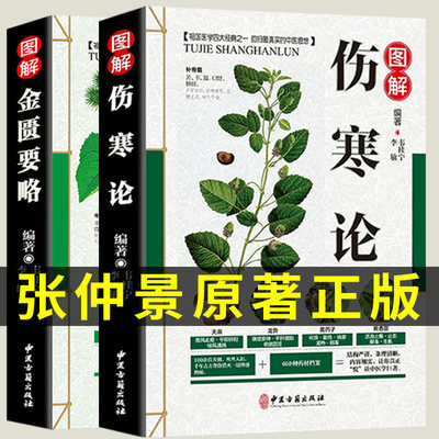 2册 伤寒论张仲景正版 金匮要略 中医入门零基础学 中医四大经典名著 医学类全书书伤寒杂病论伤感白话解原版全套李时珍