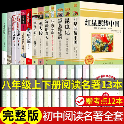 全套13册 红星照耀中国原著必读正版完整版八年级上下册阅读名著 昆虫记苏菲世界名人传钢铁初中生人民教育文学出版社