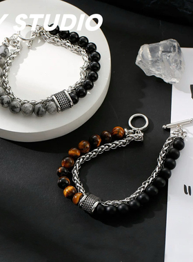 嘻哈潮流个性转运珠双层复古手串百搭气质小众设计男生串珠手环