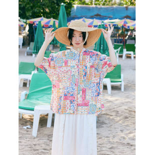 衬衫 鹿与飞鸟 艺术感双色满印圆领短袖 夏日狂欢 5950 无尽之夏