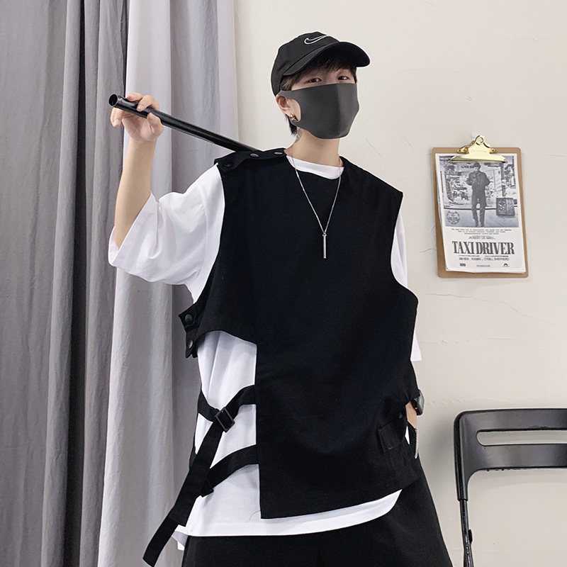 夏季日系港风工装马甲男士ins复古个性韩版宽松背心潮牌外套,男装背心/马甲,星座813-2