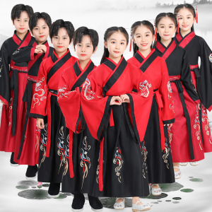 汉服儿童国学服女童古装襦裙小学生男童中国风小书童三字经演出服