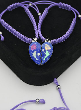 新款海豚二人磁吸手链复古国风