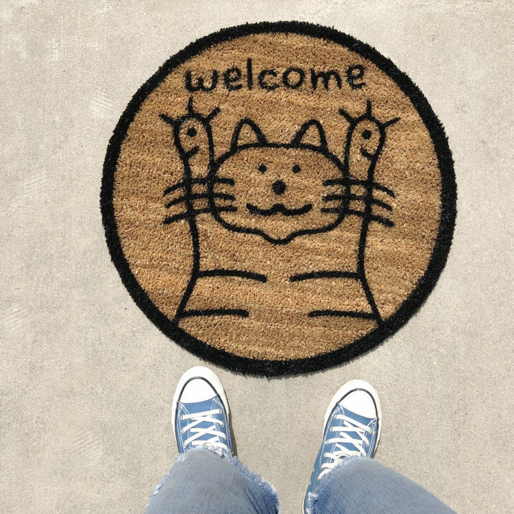 圆形welcome入户门椰棕蹭土地垫