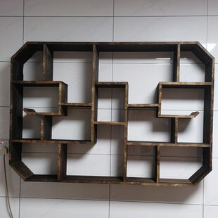 实木博古架墙上置物架多宝阁新中式书架办公室隔断茶柜摆件陈列柜