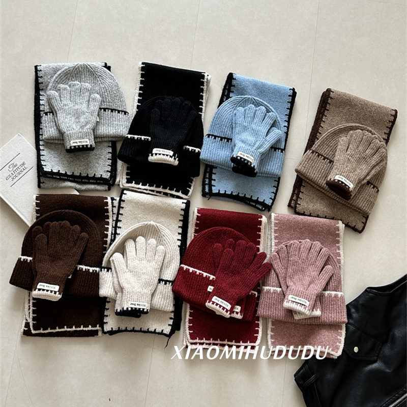 韩版秋冬儿童帽子围巾手套三件套