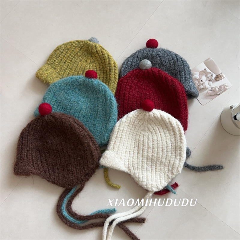 毛球宝宝保暖护耳帽男女童帽子