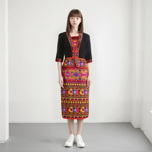 海南黎族服装民族服装女新款哈杞方言润赛方言美孚方言中长款