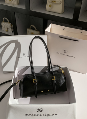 黑色波士顿包女腋下包2026新款潮大容量通勤百搭单肩手提斜挎包包