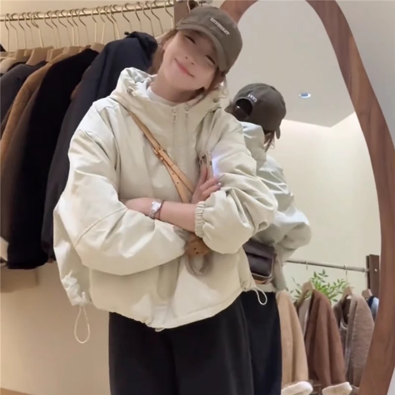 白鸭绒羽绒服女短款冬季2024新款韩版宽松高级感小个子冲锋衣外套
